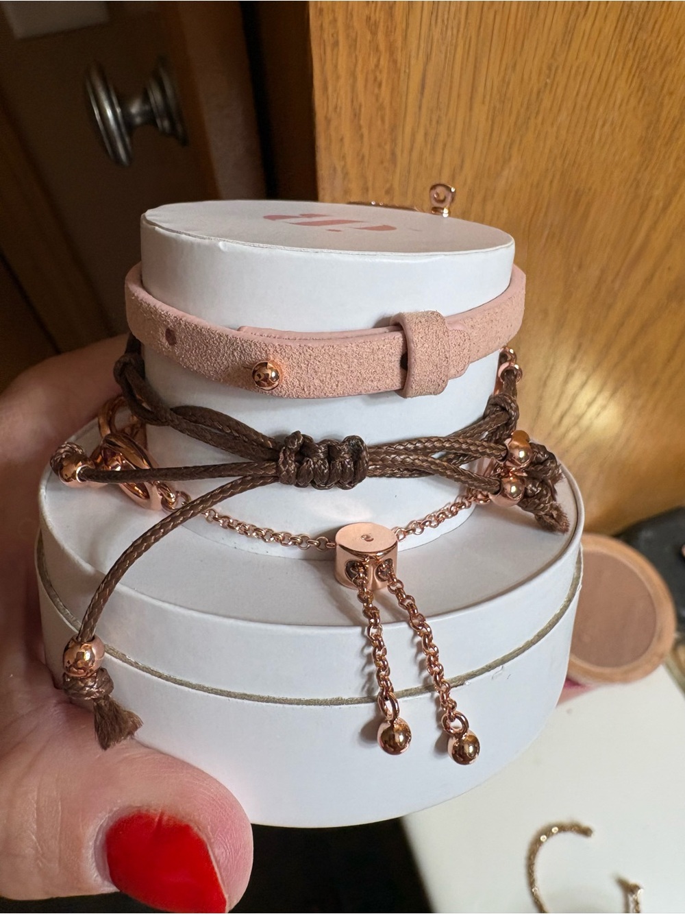bp Pink and Rose Gold Layered Bracelet Set - Picture 3 of 3